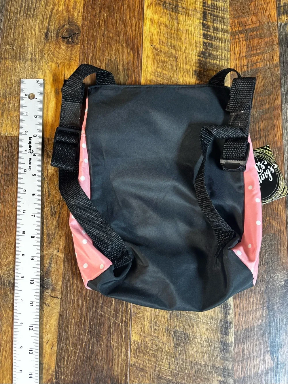 Pink Polka Dot Cat Crossbody Bag with Coffee Graphic